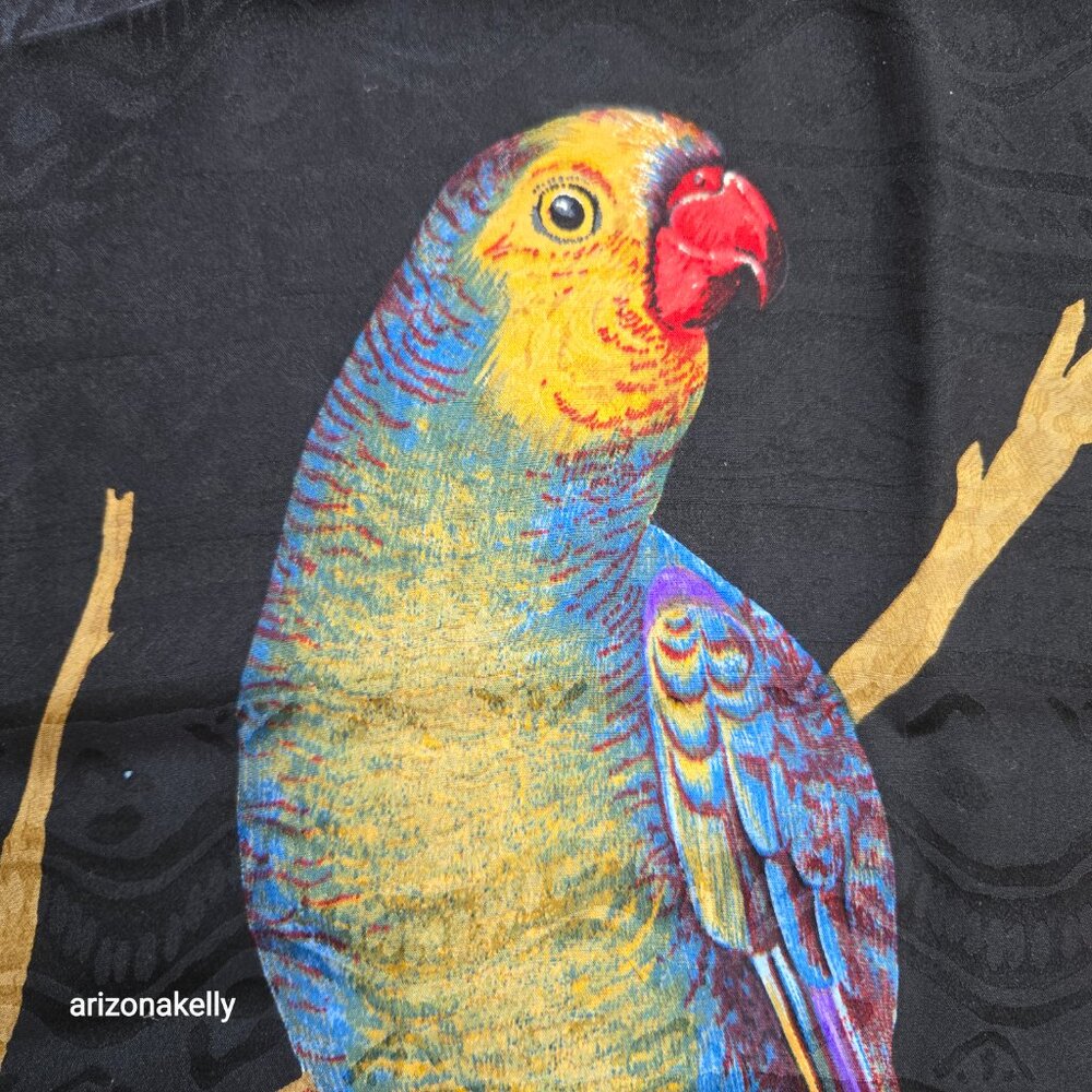 Vismara Silk Scarf with Parrots in Tree and Neat Hidden Detail Birds Chicks - Picture 8 of 13